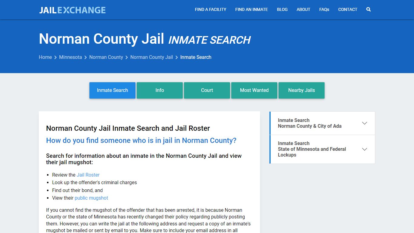 Inmate Search: Roster & Mugshots - Norman County Jail, MN